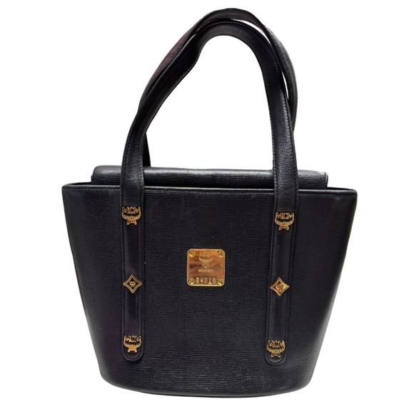 MCM Handbags - MCM Mini Leather Bucket Tote in Black